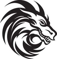 Vibrant Dragon Majesty Cartoon Tattoo Vector Logo Icon Fiery Dragon Illustration Cartoon Head Tattoo Vector Logo Design