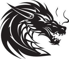 Fiery Dragon Illustration Cartoon Head Tattoo Vector Logo Design Legendary Dragon Profile Cartoon Tattoo Vector Logo Icon