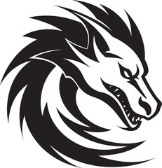 Fantasy Dragon Profile Cartoon Head Tattoo Vector Logo Design Whimsical Dragon Majesty Cartoon Tattoo Vector Logo Icon
