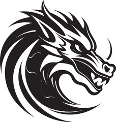 Whimsical Dragon Majesty Cartoon Tattoo Vector Logo Icon Majestic Dragon Majesty Cartoon Head Tattoo Vector Logo Design