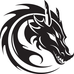 Colorful Dragon Ink Cartoon Head Tattoo Vector Logo Design Dynamic Dragon Art Cartoon Tattoo Vector Logo Icon