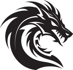 Fierce Dragon Portrait Cartoon Tattoo Vector Logo Icon Mystical Dragon Design Cartoon Head Tattoo Vector Logo