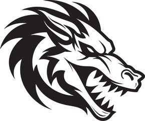 Naklejka premium Cartoon Dragon Majesty Head Tattoo Vector Logo Icon Dynamic Dragon Art Cartoon Head Tattoo Vector Logo Design