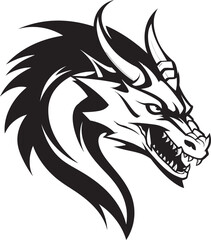 Dynamic Dragon Art Cartoon Head Tattoo Vector Logo Design Enigmatic Dragon Ink Cartoon Head Tattoo Vector Logo Icon