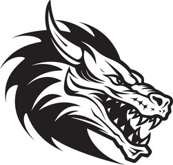 Cartoon Dragon Emblem Head Tattoo Vector Logo Icon Fantasy Dragon Ink Cartoon Tattoo Vector Logo Design