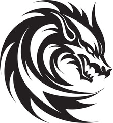 Mystical Creature Illustration Cartoon Tattoo Vector Logo Icon Playful Dragon Art Cartoon Head Tattoo Vector Logo Design