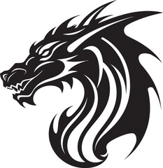 Obraz premium Mystical Dragon Artwork Cartoon Tattoo Vector Logo Design Whimsical Dragon Ink Cartoon Head Tattoo Vector Logo Icon