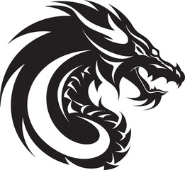 Whimsical Dragon Ink Cartoon Head Tattoo Vector Logo Icon Playful Dragon Illustration Cartoon Head Tattoo Vector Logo Design