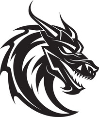 Fantasy Dragon Majesty Cartoon Head Tattoo Vector Logo Design Dynamic Dragon Portrait Cartoon Tattoo Vector Logo Icon