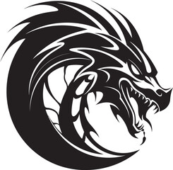 Mystical Dragon Emblem Cartoon Head Tattoo Vector Logo Vibrant Dragon Art Cartoon Head Tattoo Vector Logo Icon