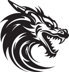 Bold Dragon Majesty Cartoon Head Tattoo Vector Logo Icon Fantasy Dragon Profile Cartoon Head Tattoo Vector Logo Design