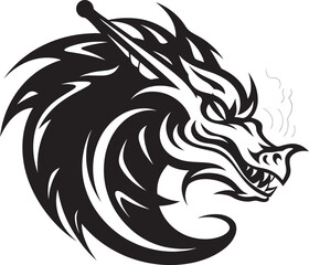 Dynamic Dragon Ink Cartoon Head Tattoo Vector Logo Icon Enchanting Dragon Illustration Cartoon Head Tattoo Vector Logo Design