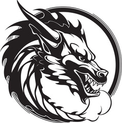Vibrant Dragon Majesty Cartoon Head Tattoo Vector Logo Icon Mystical Creature Ink Cartoon Head Tattoo Vector Logo Design