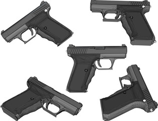 illustration sketch design vector drawing of a firearm gun for security