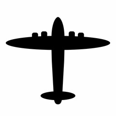 airplane, bomber, black silhouette, vector icon, symbol