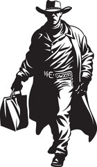 Lone Ranger Bandit Cartoon Masked Cowboy Robber Vector Logo Sheriffs Nightmare Cartoon Cowboy Robber Icon Design