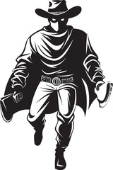 Frontier Felon Cartoon Cowboy Robber Vector Logo Wild West Whimsy Cartoon Masked Cowboy Robber Icon Design