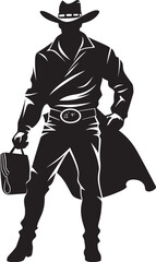 Western Wiles Cartoon Masked Cowboy Robber Emblem Wanted Poster Inspiration Cartoon Cowboy Robber Vector Logo