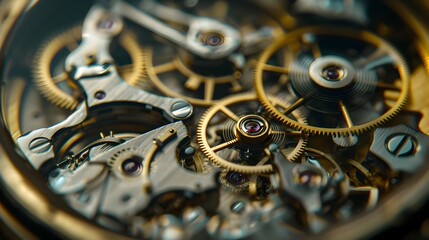 Elaborate Vintage Watch Mechanism Revealing Intricate Gears and Springs