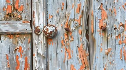Detailed Texture of Rustic Weathered Wood Door with Peeling Paint Telling Story of the Past