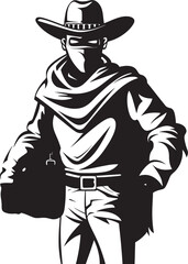 Wanted Poster Inspiration Cartoon Cowboy Robber Icon Design Rustlers Retreat Cartoon Masked Cowboy Robber Emblem
