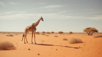 giraffe in the savannah - obrazy, fototapety, plakaty