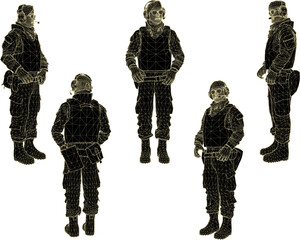 illustration sketch design vector image of army commander with ready for war