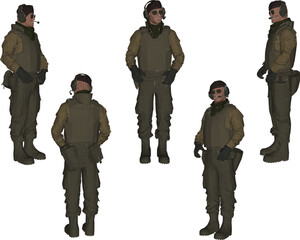 illustration sketch design vector image of army commander with ready for war