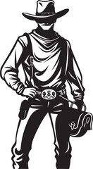Rustlers Retreat Cartoon Masked Cowboy Robber Vector Logo Hold Up Heroics Cartoon Cowboy Robber Icon Design