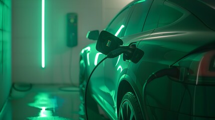 Eco-Friendly Electric Car Charging at Futuristic Green Energy Station