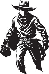 Outlaw Oasis Cartoon Cowboy Robber Icon Design Western Wiles Cartoon Masked Cowboy Robber Emblem