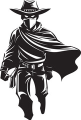 Stealthy Showdown Masked Cowboy Robber Vector Logo Design Frontier Freedom Fighter Cartoon Masked Cowboy Robber Logo Icon