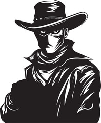 Wanted Poster Inspiration Masked Cowboy Robber Vector Logo Hold Up Heroics Cartoon Cowboy Robber Logo Icon Design