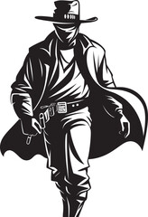 Frontier Felon Cartoon Cowboy Robber Vector Logo Lawless Legend Masked Cowboy Robber Vector Logo Design