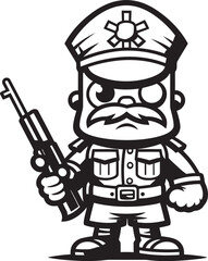 Bold Brushstroke Battalion Doodle Soldier Logo Design Heroic Hand Drawn Troops Cartoon Doodle Soldier Vector Icon