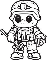 Fototapeta premium Courageous Caricature Doodle Soldier Logo Design Artistic Avenger Cartoon Doodle Soldier Vector Icon