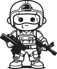 Playful Battalion Sketch Doodle Soldier Vector Logo Whimsical War Heroes Cartoon Soldier Doodle Icon