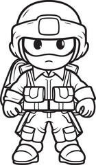 Fototapeta premium Artistic Avenger Cartoon Doodle Soldier Vector Icon Scribbled Squadrons Doodle Soldier Emblem