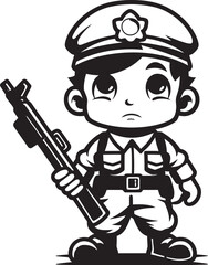 Doodle Soldier Squadron Doodle Soldier Vector Icon Playful Patrol Platoon Cartoon Soldier Doodle Emblem