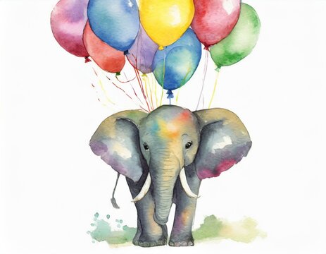 Elefant mit Luftballons