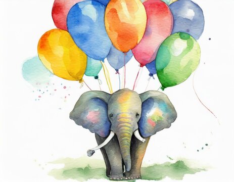 Elefant mit Luftballons