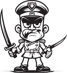 Whimsical Warfare Cartoon Soldier Doodle Vector Icon Courageous Cartoon Corps Doodle Soldier Emblem