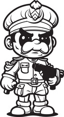 Brave Battalion Cartoon Doodle Soldier Emblem Daring Defender Doodle Soldier Vector Logo
