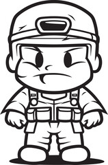 Playful Patriot Cartoon Soldier Vector Icon Whimsical Warfare Doodle Soldier Emblem