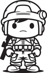 Brave Brushstrokes Cartoon Doodle Soldier Logo Design Imaginative Infantry Doodle Soldier Vector Icon