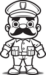 Sketchy Soldiers Cartoon Doodle Emblem Courageous Caricature Doodle Soldier Logo Design