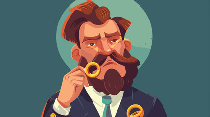 Vector illustration of an serious jeweler man with