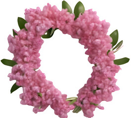Transparent_background_pink_hyacinth_wreath_isolated.Generative AI