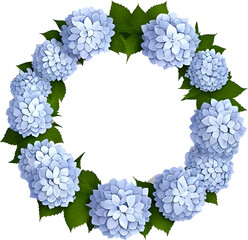 Transparent_background_hydrangea_wreath_isolated_in_3D.Generative AI