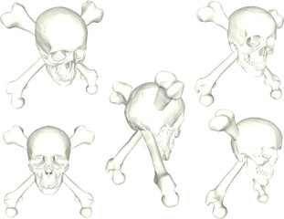 vector design sketch illustration of a pirate symbol in the form of a skull head with crossed bones